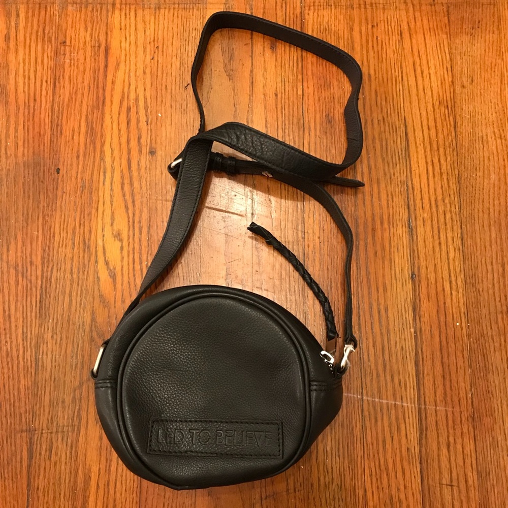 Leather round crossbody bag- like new!